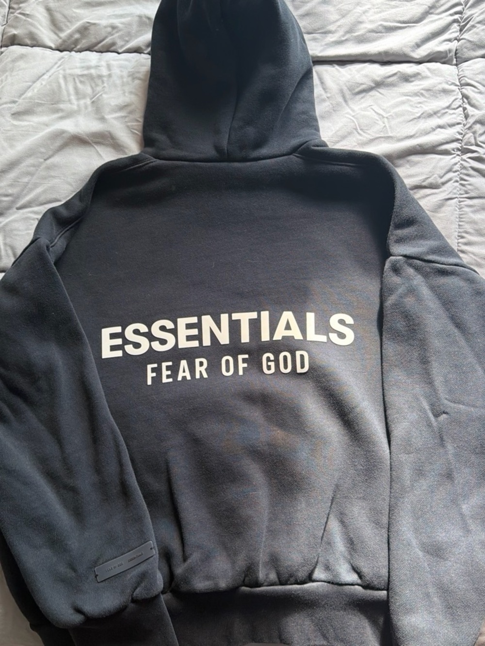 Fear of God ESSENTIALS Black Hoodie with White Logo